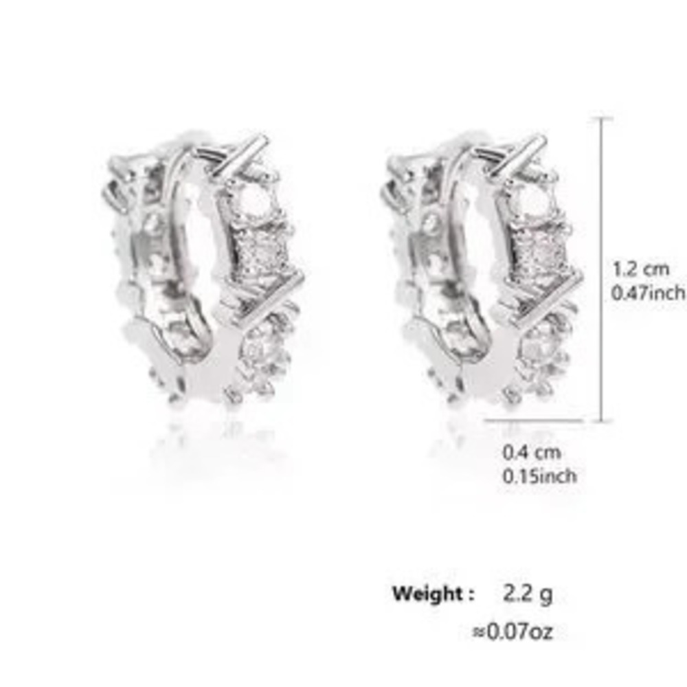Gold Crystal Mini Hoop Earrings - Picture 4 of 5